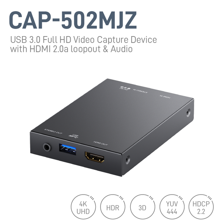 USB 3.0 Full HD Video Capture Device with HDMI 2.0a loopout